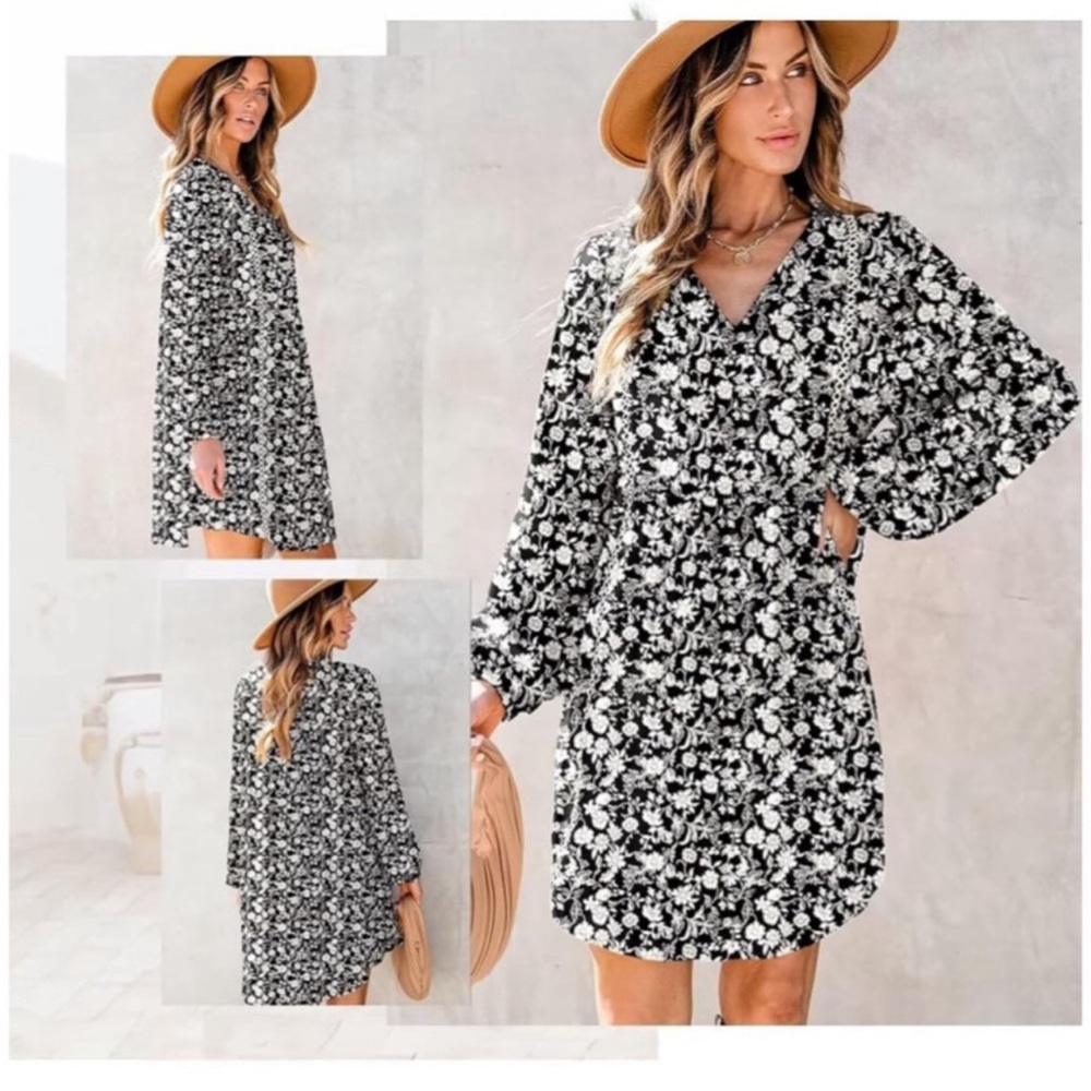 NWT, Black & White Floral Dress